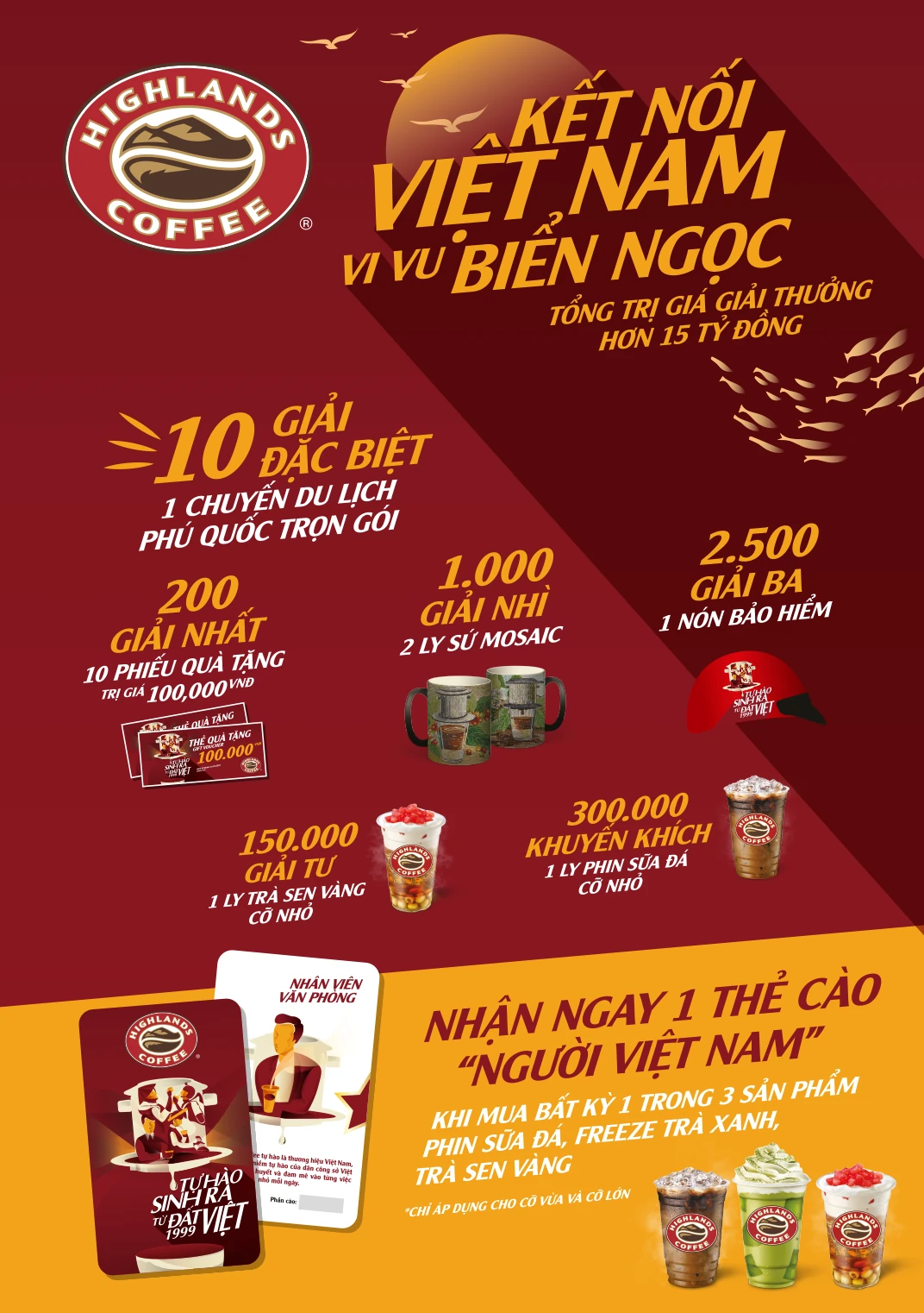 Kết nối Việt Nam, vi vu biển ngọc — chương trình thẻ cào và giải thưởng Highlands